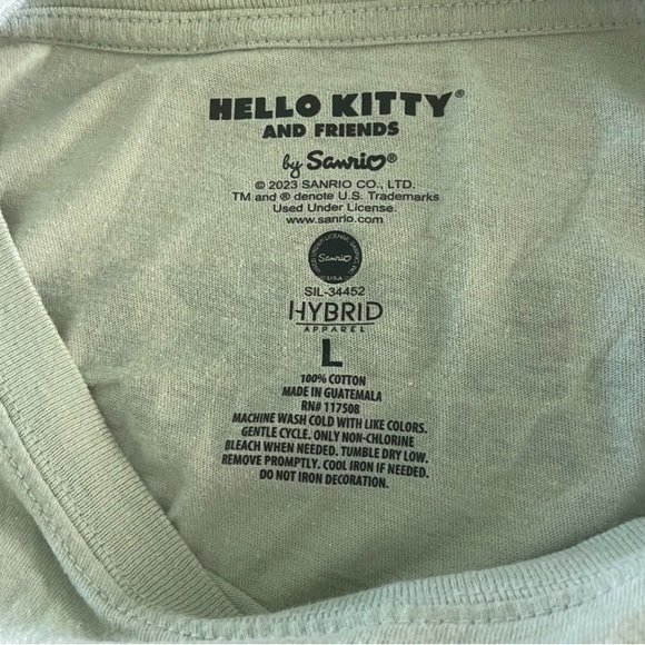 Hello Kitty and Friends by Sanrio Sage Green Womens Crop Top Graphic Tee Size L - Picture 5 of 5